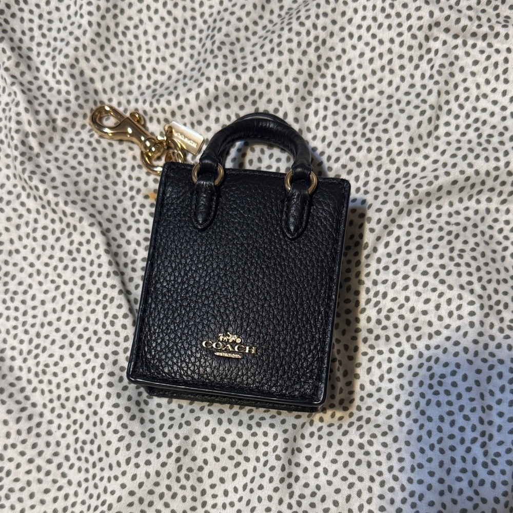 Coach Black Mini Bag Charm with Gold Accents